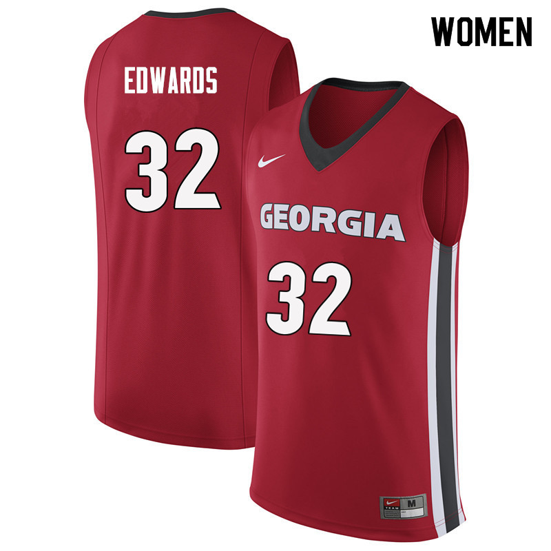 Women #32 Mike Edwards Georgia Bulldogs College Basketball Jerseys Sale-Red - Click Image to Close